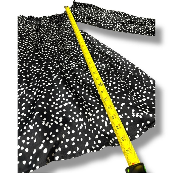 She + Sky Black and White Polka Dot Ruffled Front Tie Long Sleeve Mini Dress - Picture 9 of 16